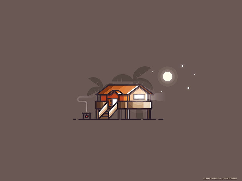 Beach house - minimal illustration HD wallpaper | Pxfuel
