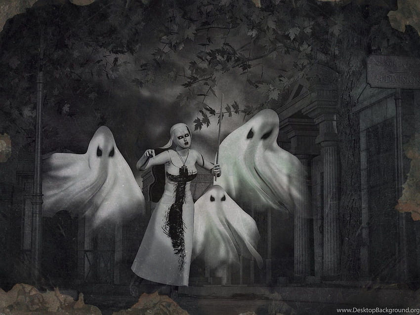 Halloween Dark Horror Ghost Oculta Bruja Satánica Gótica. fondo de pantalla
