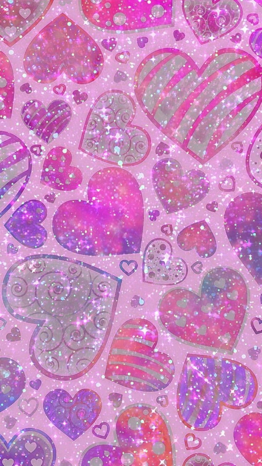 Colorful Glitter Hearts on ..dog, Sparkle and Pink Heart HD phone wallpaper