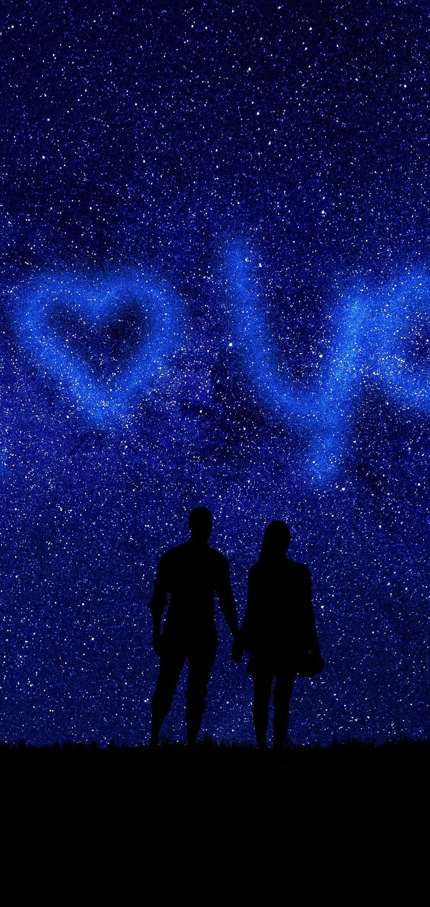 Starry Sky, Romantic Couple, I Love You, Couple Silhouette for Samsung Galaxy S10e, Xiaomi Mi A2 Lite, OnePlus 6 - Maiden HD phone wallpaper