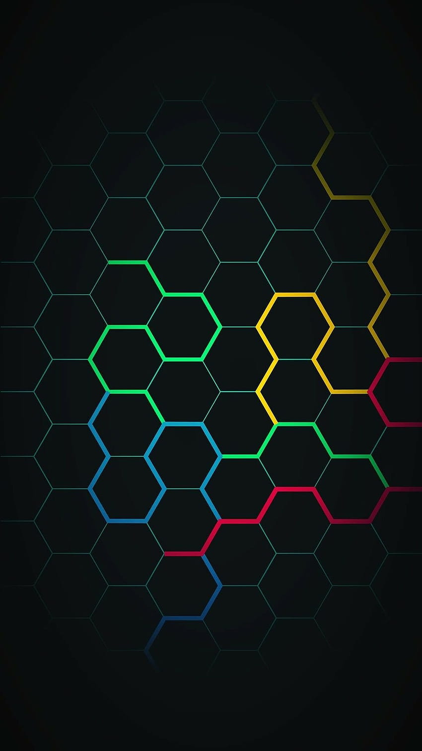 Nido d'ape rosso, verde, blu, giallo, nero art. Tecnologia, del telefono nero, Android nero Sfondo del telefono HD