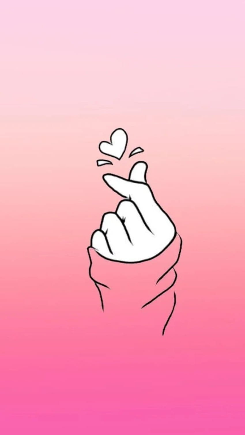 Finger Heart, Pink Background, korean HD phone wallpaper