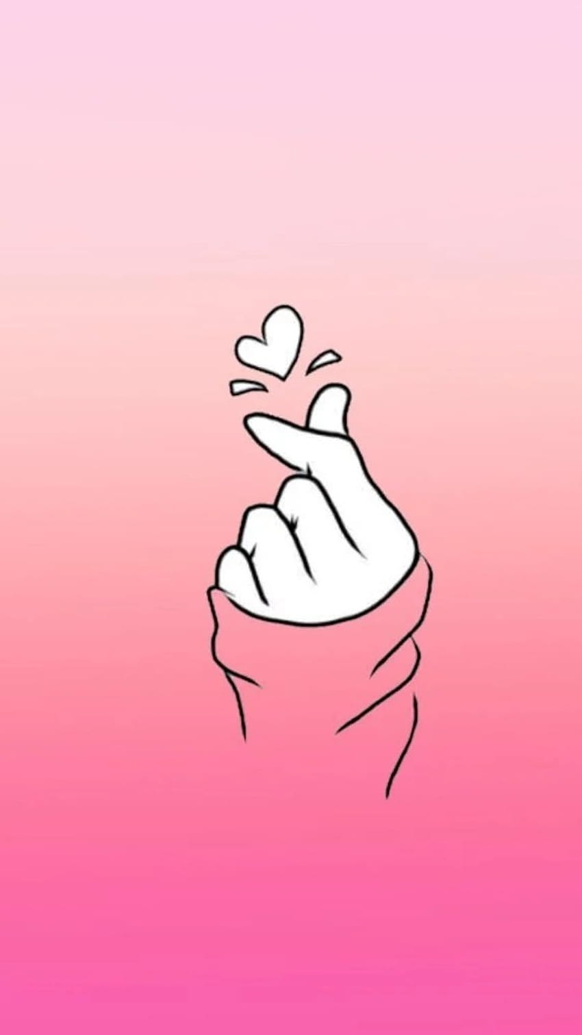 Finger Heart, Pink Background, korean HD phone wallpaper | Pxfuel