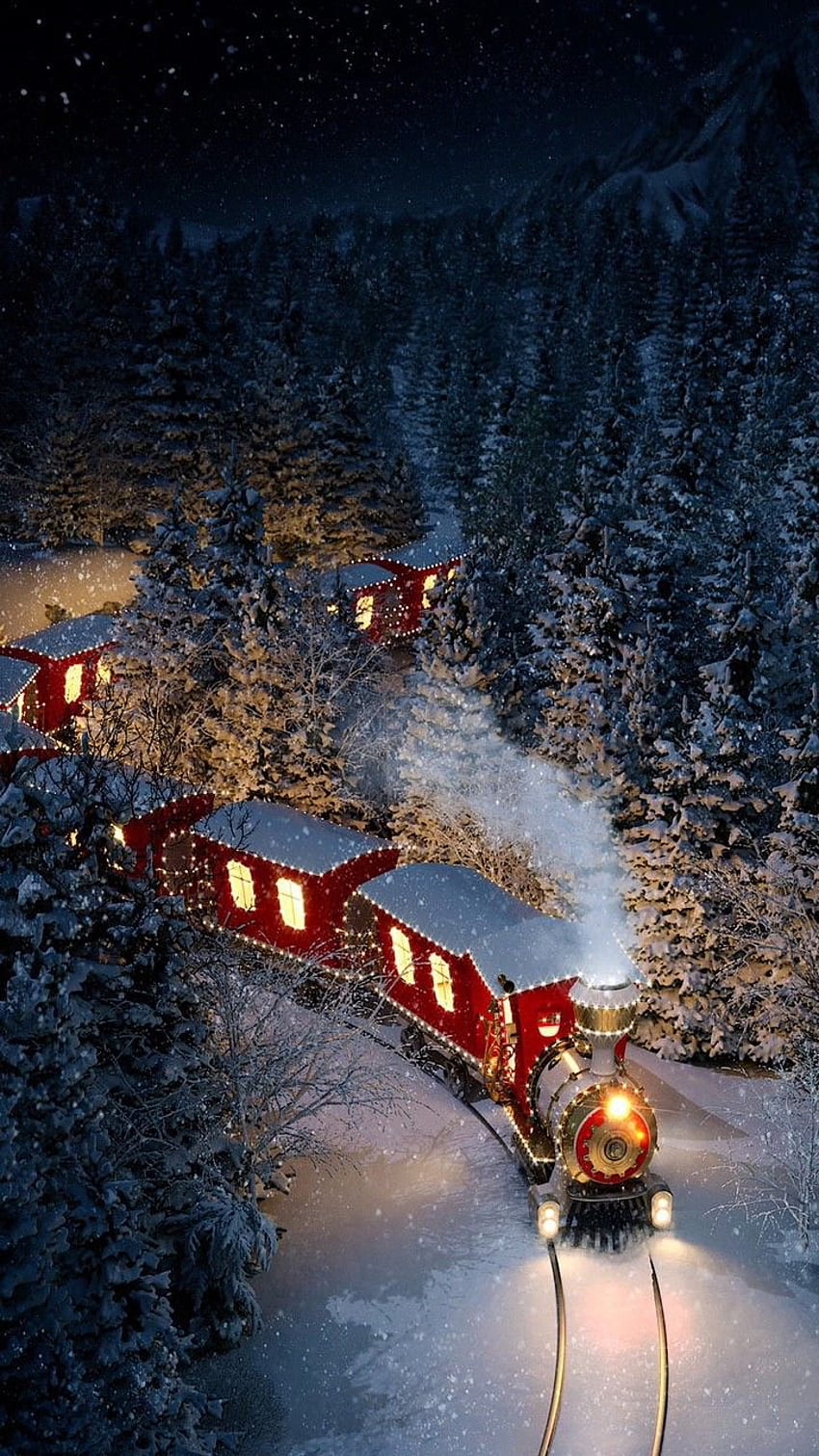 Christmas, Snow Train HD phone wallpaper
