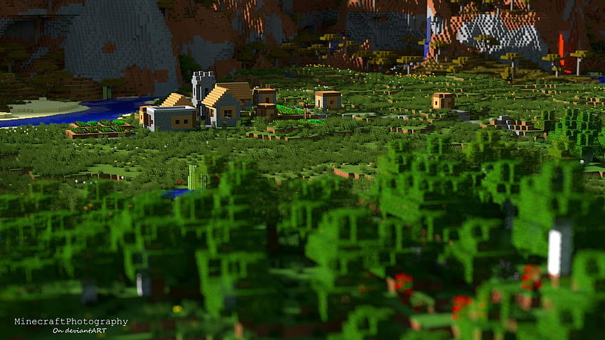 Minecraft. Plains Village (alta resolución), paisaje de Minecraft fondo de pantalla