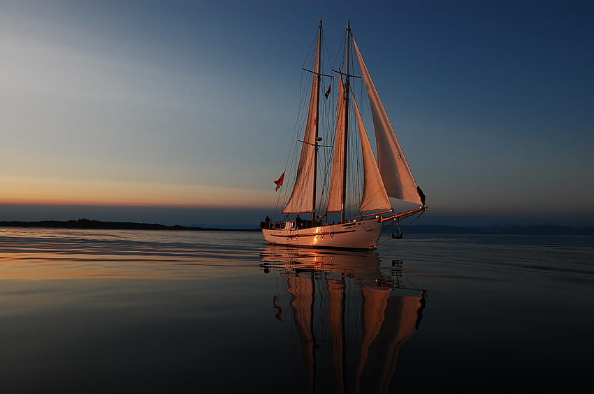 Sea, , , Journey, Rest, Relaxation, Evening, Sails, Sail, Yacht, Reflections Of The Sunset, Gleams Of The Sunset HD wallpaper