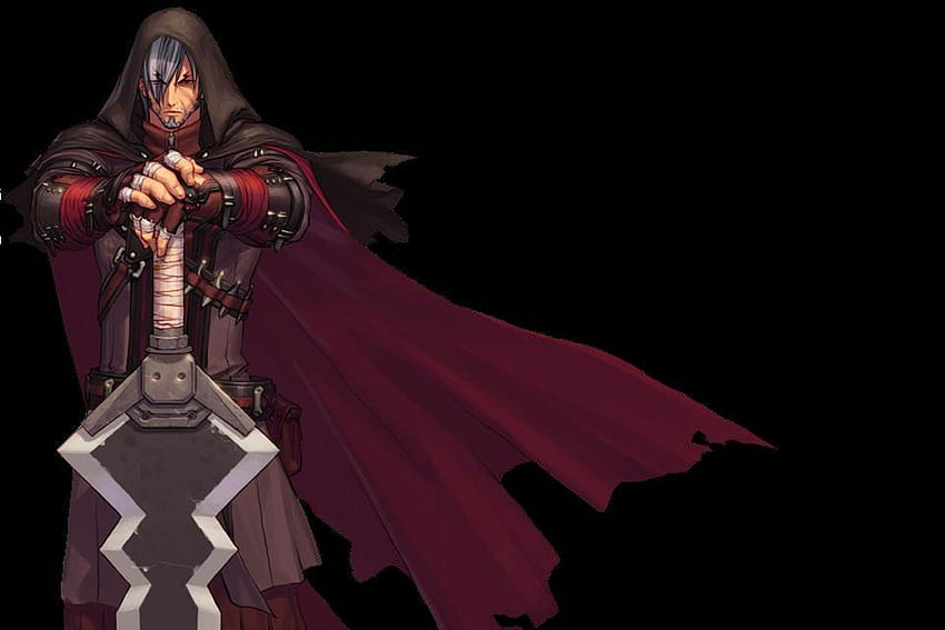 Dungeon Fighter, dungeon fighter online, sword, black background, dfo, weapons, lone, anime, cape, hood, video games, male, hooded cloak HD wallpaper
