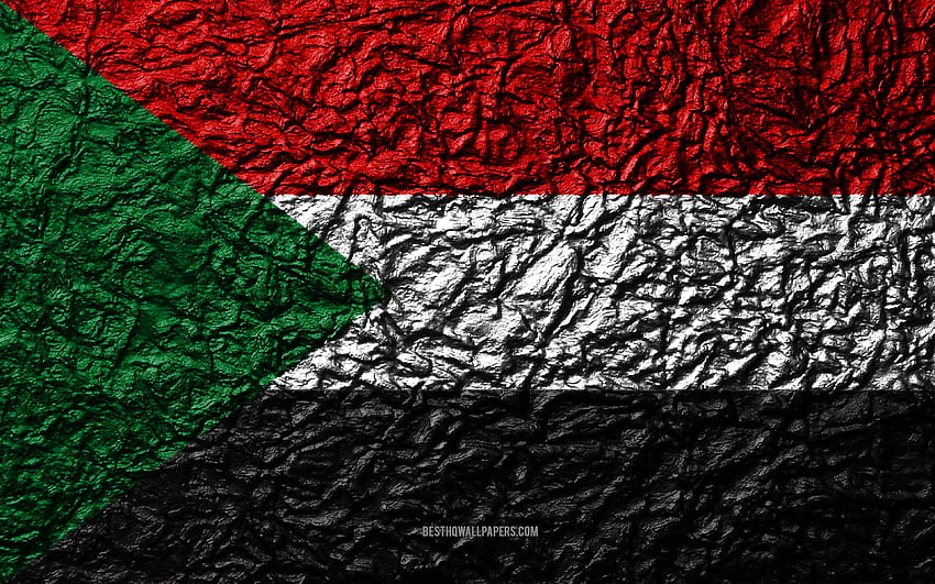 Flaga Sudanu, kamienna tekstura, fale Tapeta HD
