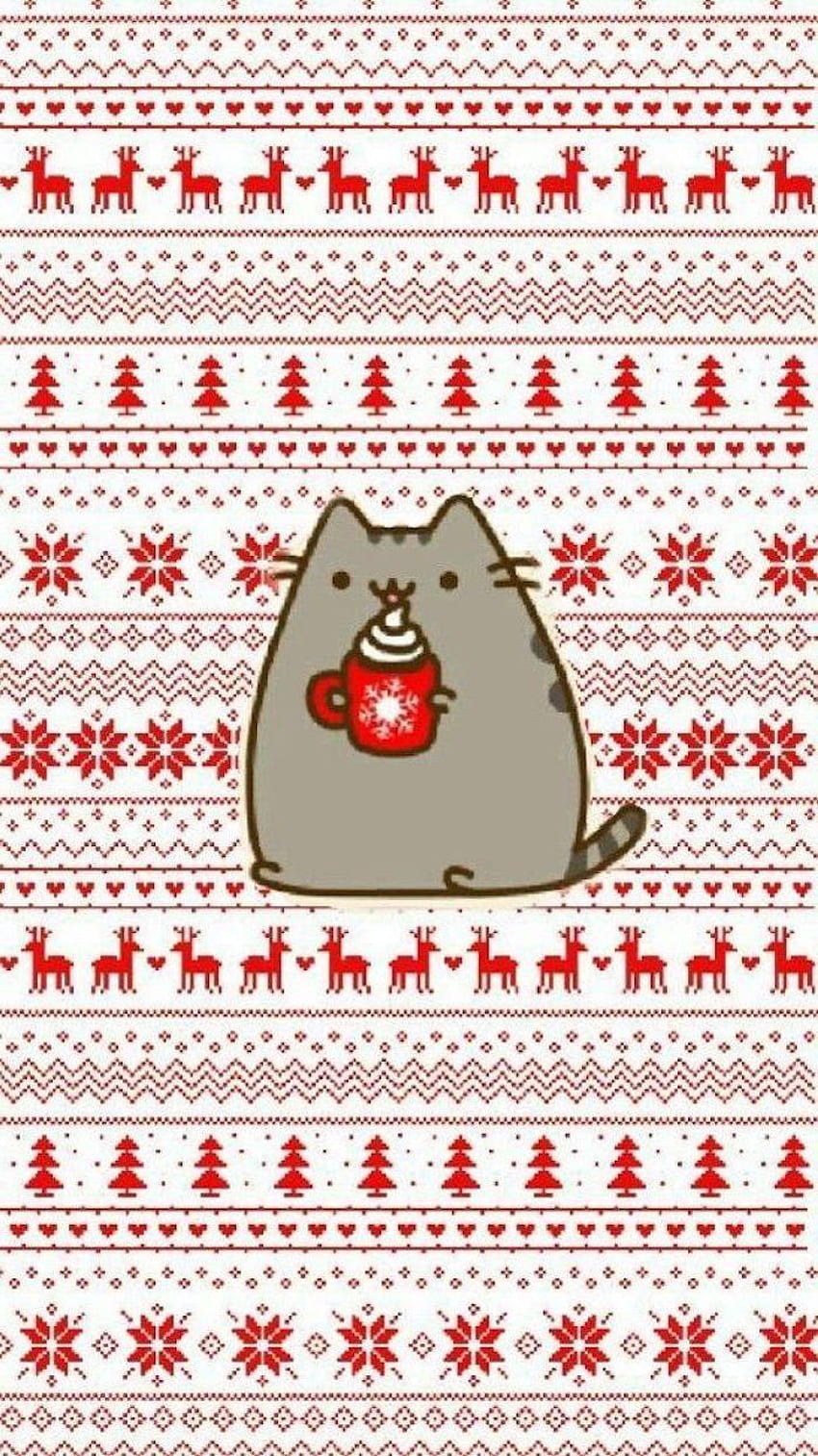 Pusheen Cat Christmas, Winter Pusheen HD тапет за телефон