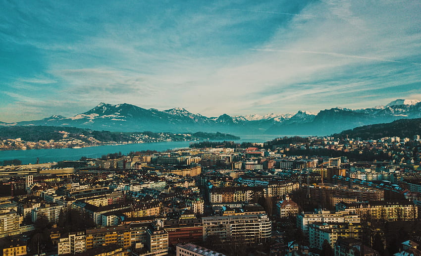 Ciudades, montañas, ciudad, edificio, descripción general, revisión, Suiza, Lucerna fondo de pantalla