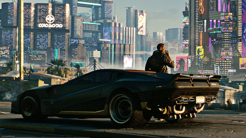 Wallpaper cyberpunk 2077, a girl with car, art desktop wallpaper, hd image,  picture, background, e70fea