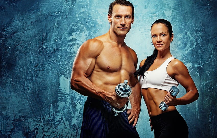 couple, fitness, bodybuilding for , section спорт - HD wallpaper