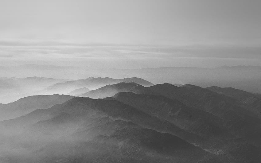 Górska Mgła Natura Ciemny Bw Szary Niebo Widok, Szara Góra Tapeta HD