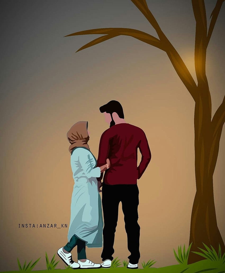 Instagram Couple islamique Cartoon Dp, Anime Couple musulman Fond d'écran de téléphone HD