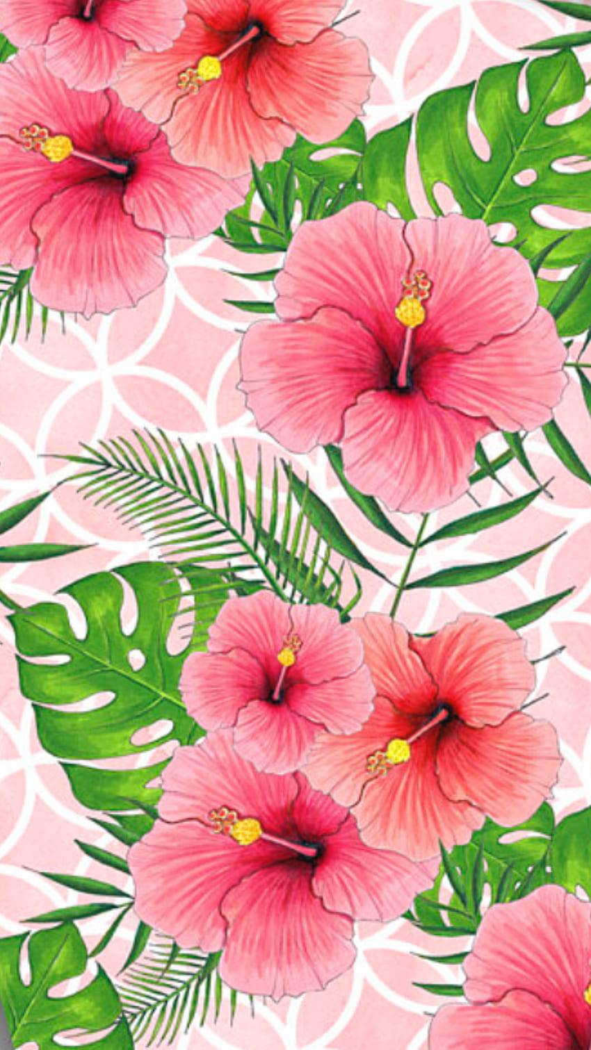 Tropikalny Kwiatowy Wzór. Malarstwo kwiatowe, kwiat iphone, tropikalny kwiatowy wzór, słodkie hawajskie kwiaty Tapeta na telefon HD