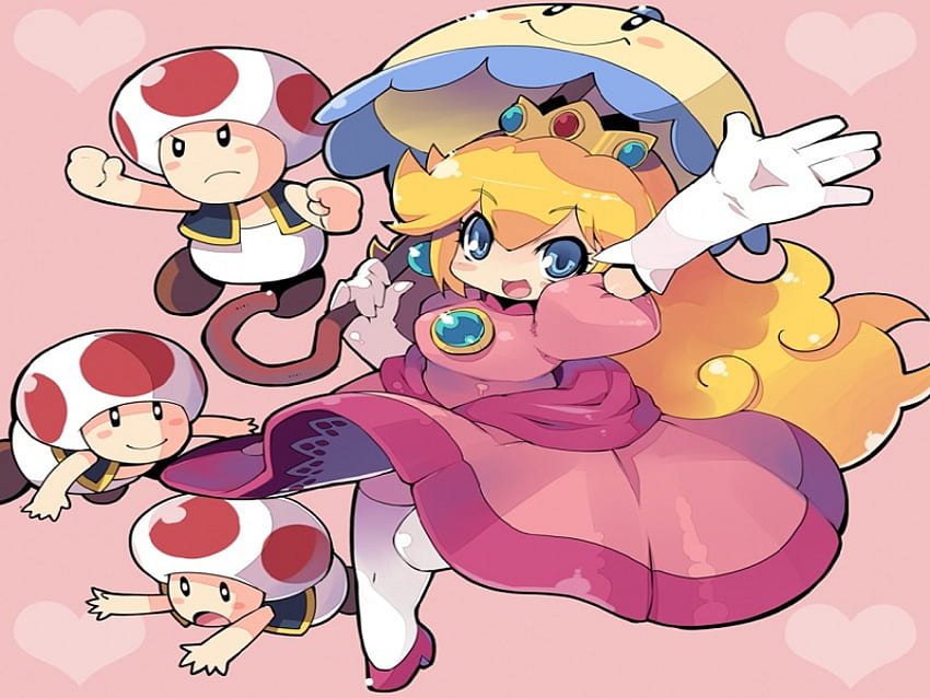 Nintendo girls. Toad x Peach Love.