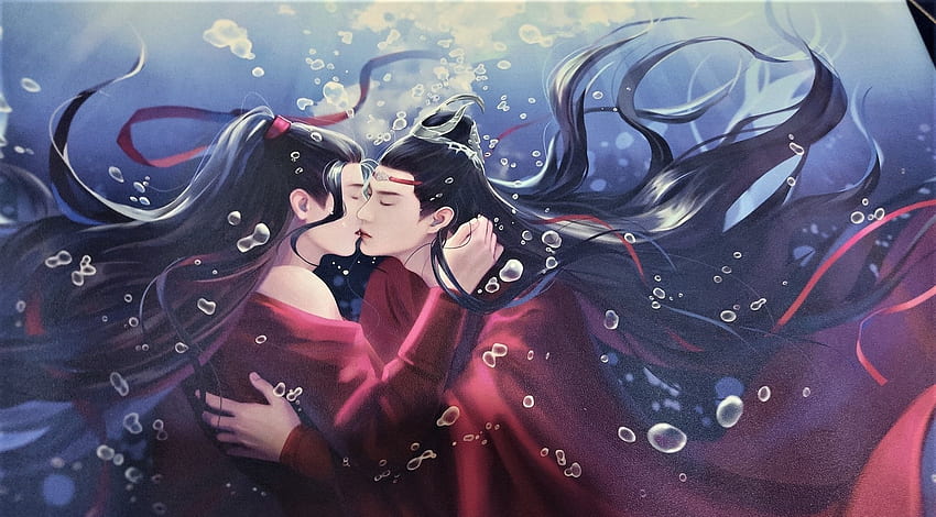 Anime, Mo Dao Zu Shi, Kiss, Lan Wangji, Lan Zhan, Wei Wuxian, Wei Ying, HD  wallpaper