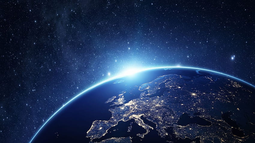 Şehir ışıkları uzay yıldızları Avrupa uzay sanatı CGIdigital sanat sahtekarlık Dünya'yı canlandırıyor., Göksel Dünya HD duvar kağıdı