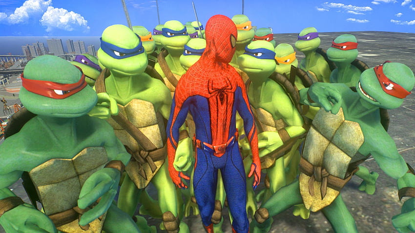 Spiderman vs Teenage Mutant Ninja Turtles ARMY, Episches TMNT HD-Hintergrundbild