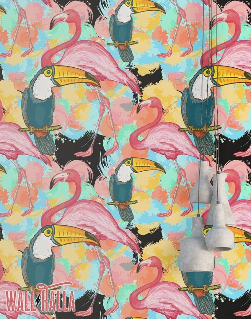 Flamingo Toucan - Removable - Pink Flamingos Toucan - Flamingo Print - Tropical Peel and Stick, Toucan Pattern HD phone wallpaper