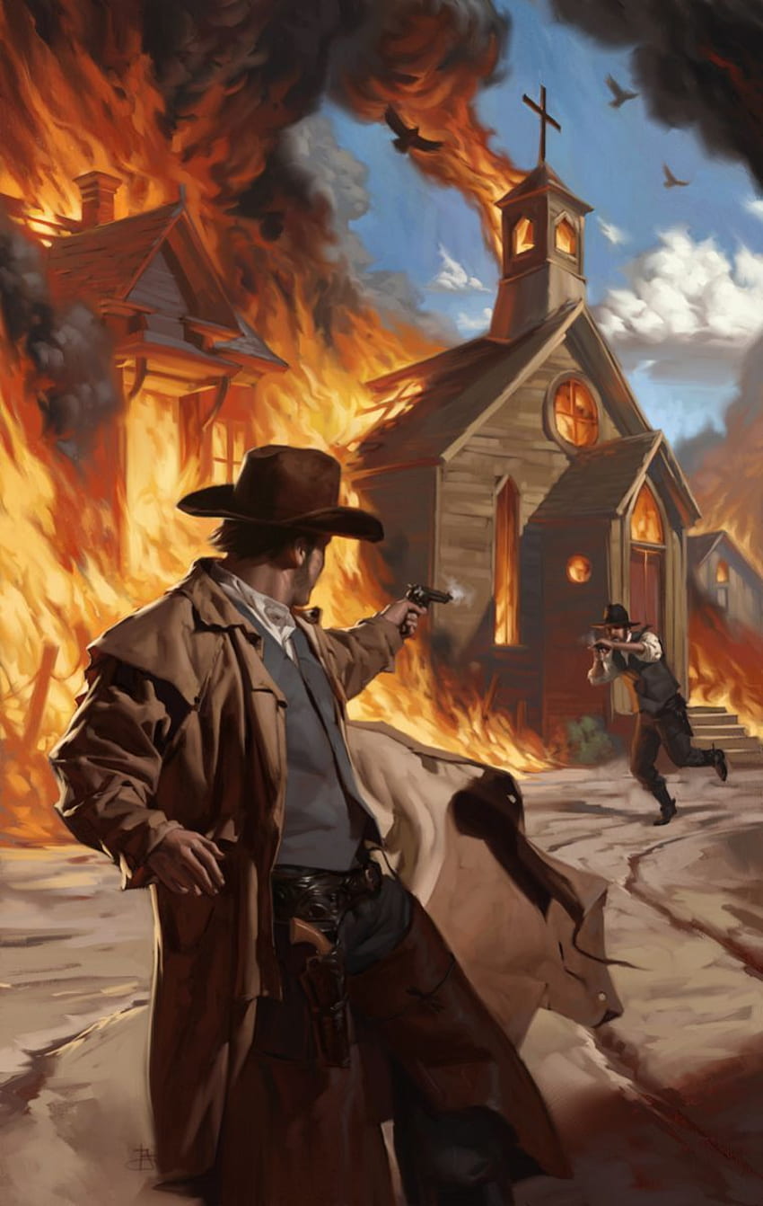 Jay Smith เกี่ยวกับ RPG Art: Western และ Deadlands ศิลปะตะวันตก งานศิลปะตะวันตก ศิลปะคาวบอย การดวลปืนแบบตะวันตก วอลล์เปเปอร์โทรศัพท์ HD