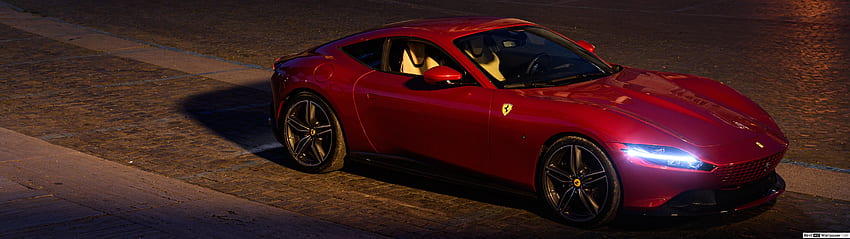 Ferrari Roma Night, 5120x1440 Кола HD тапет