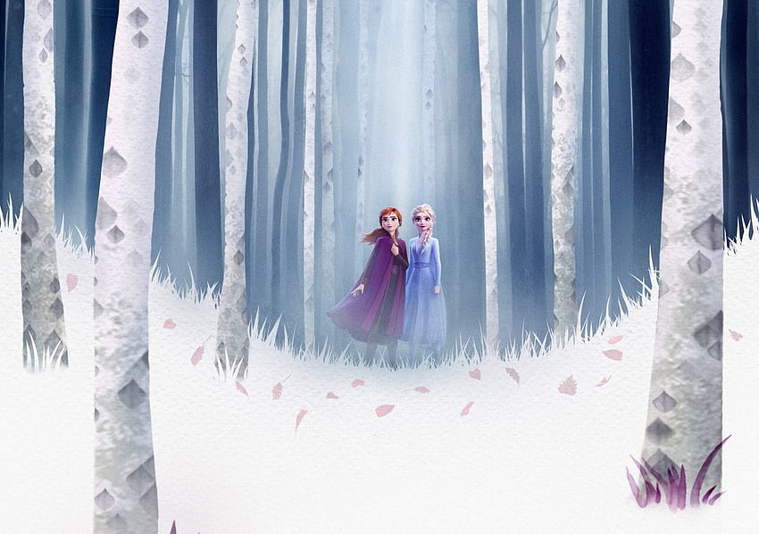 Karlar Ülkesi 2, Kraliçe Elsa ve Anna, film, donmuş orman, 2019 . Walt disney animasyon stüdyoları, Walt disney animasyonu, Frozen, Frozen Forest 6 HD duvar kağıdı