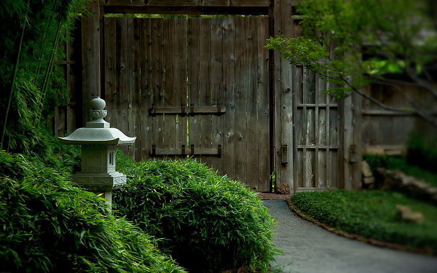 garden, rocks, japanese, Composition, zen, gate HD wallpaper