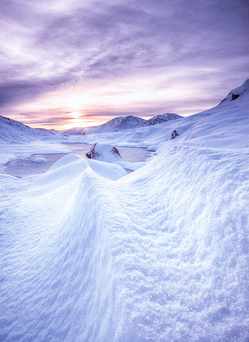 Nature, Mountains, Snow, Dawn, Scotland HD phone wallpaper