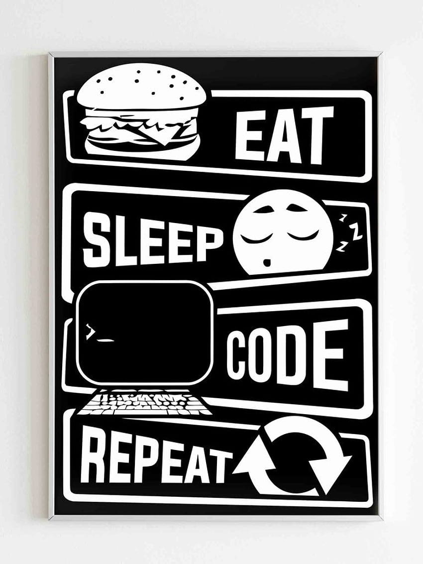 Coma el cartel de repetición del código de sueño. Coma el código del sueño, Codificación, Coma el sueño fondo de pantalla del teléfono