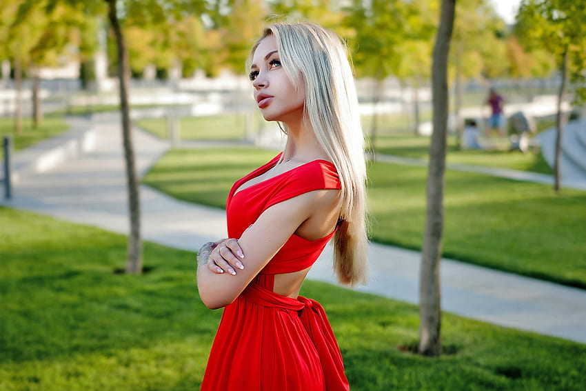 The Red Dress Outdoors Model Dress Blonde Hd Wallpaper Pxfuel