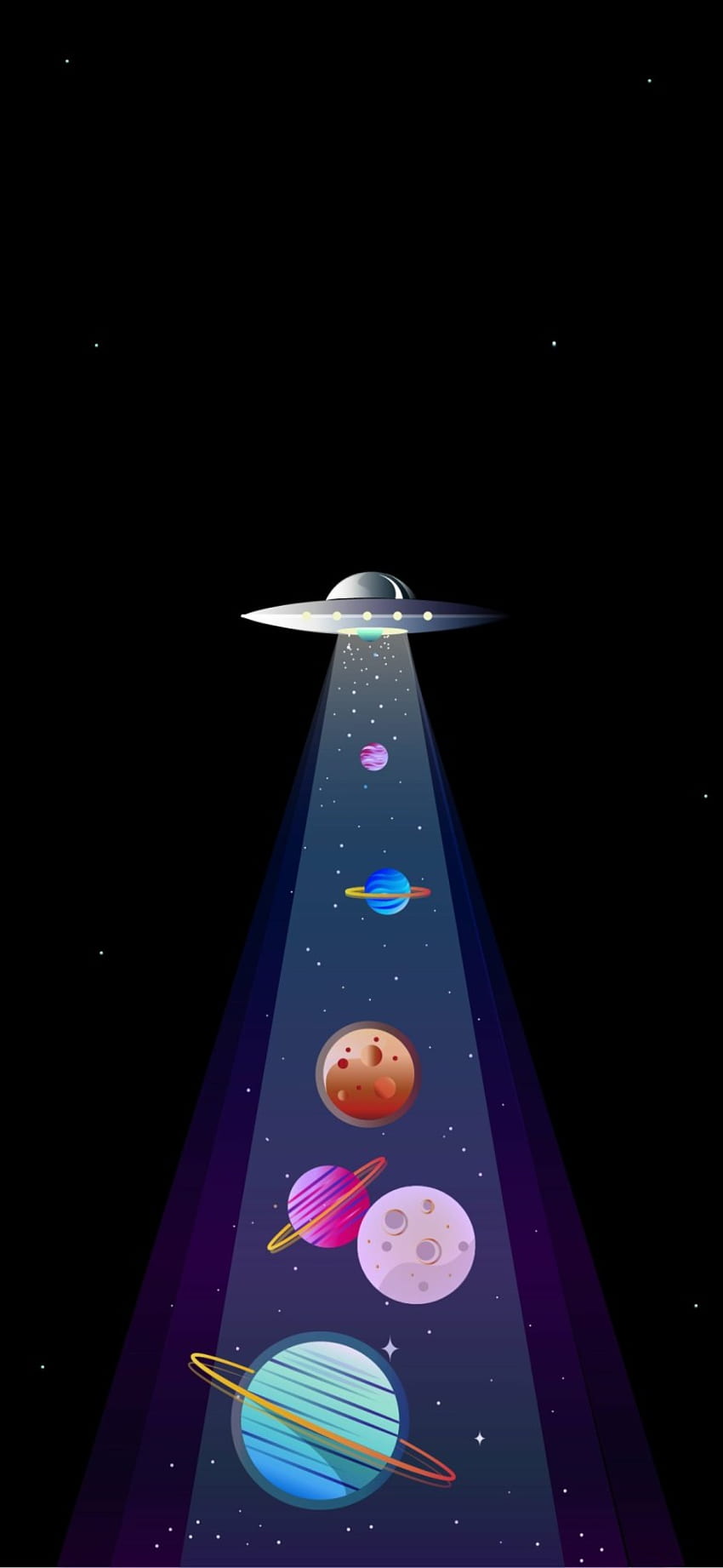 Schermo OLED di UFO Planets Risparmio batteria completamente mobile Sfondo del telefono HD