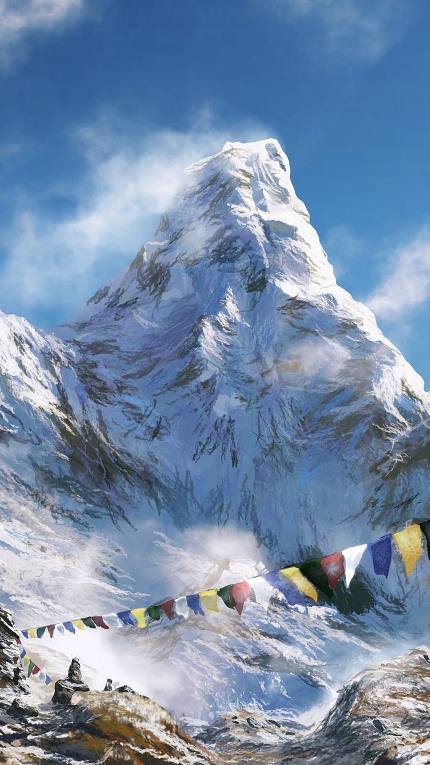 Drapeaux de prière Himalaya Mountain Ultra Mobile. Yosemite, montagne de l'Himalaya, Himalaya, Everest Fond d'écran de téléphone HD