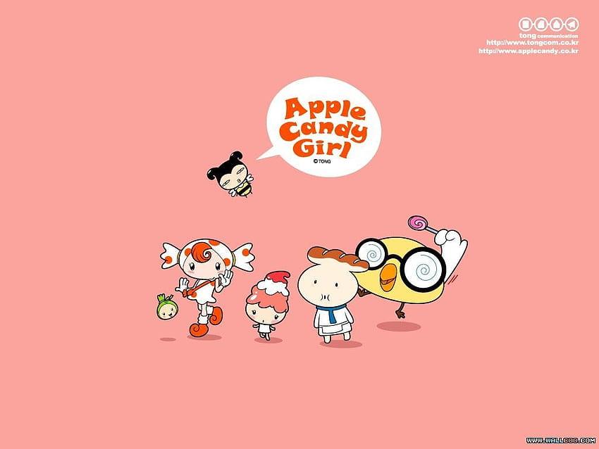 South Korea cartoon Apple Candy Girl Cartoon Character8 HD wallpaper