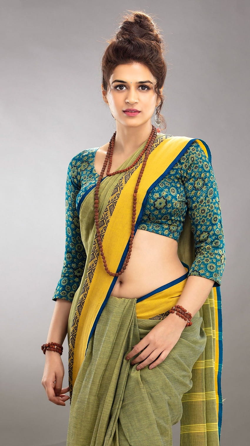 Shraddha das, telugu actress, saree beauty, yogi, mini story HD phone wallpaper