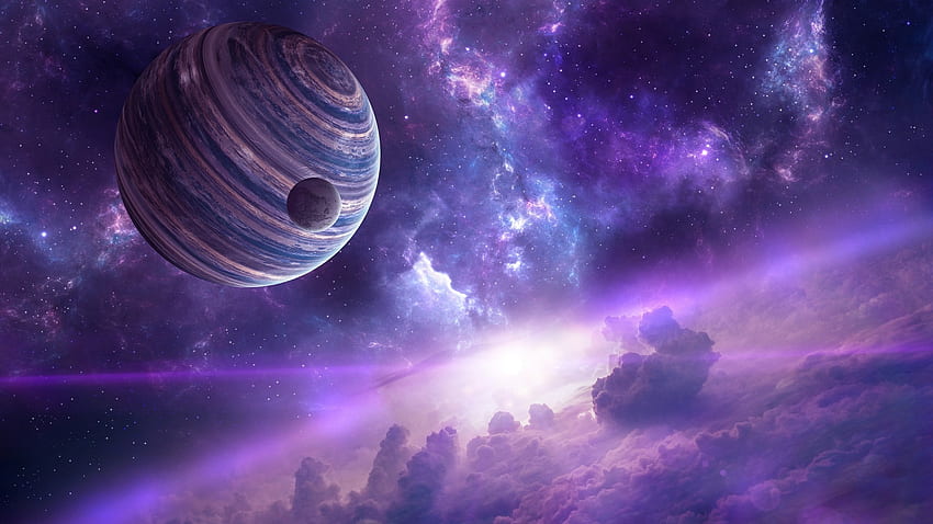 Purple universe, blue, awesome, galaxy, universe, colors, outstanding,  satellite, nice, rocket, artistic, 1920x1080, planet, moon, amazing, cloud,  stunning, white, breathtaking, art, beautiful, spatial, purple, star,  rendereized, cool, space, science ...