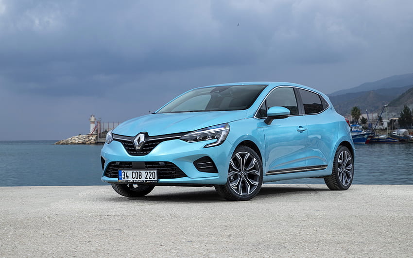 Renault Clio, 2021, Vorderansicht, Exterieur, Clio 5, blaue Heckklappe, neuer blauer Clio, französische Autos, Renault HD-Hintergrundbild