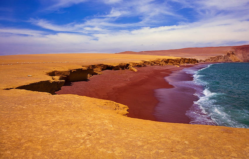 Sea, the sky, shore, Peru, Red Beach, Paracas National Reserve for