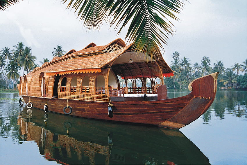 Houseboat, backwaters, kerala, india, housebost HD wallpaper