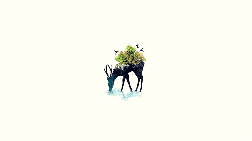 Minimalism, Nature, Background, Vector, Deer HD wallpaper