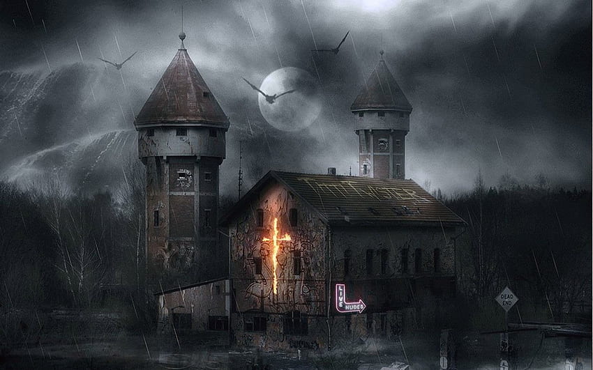 Horror background , Scary Church HD wallpaper