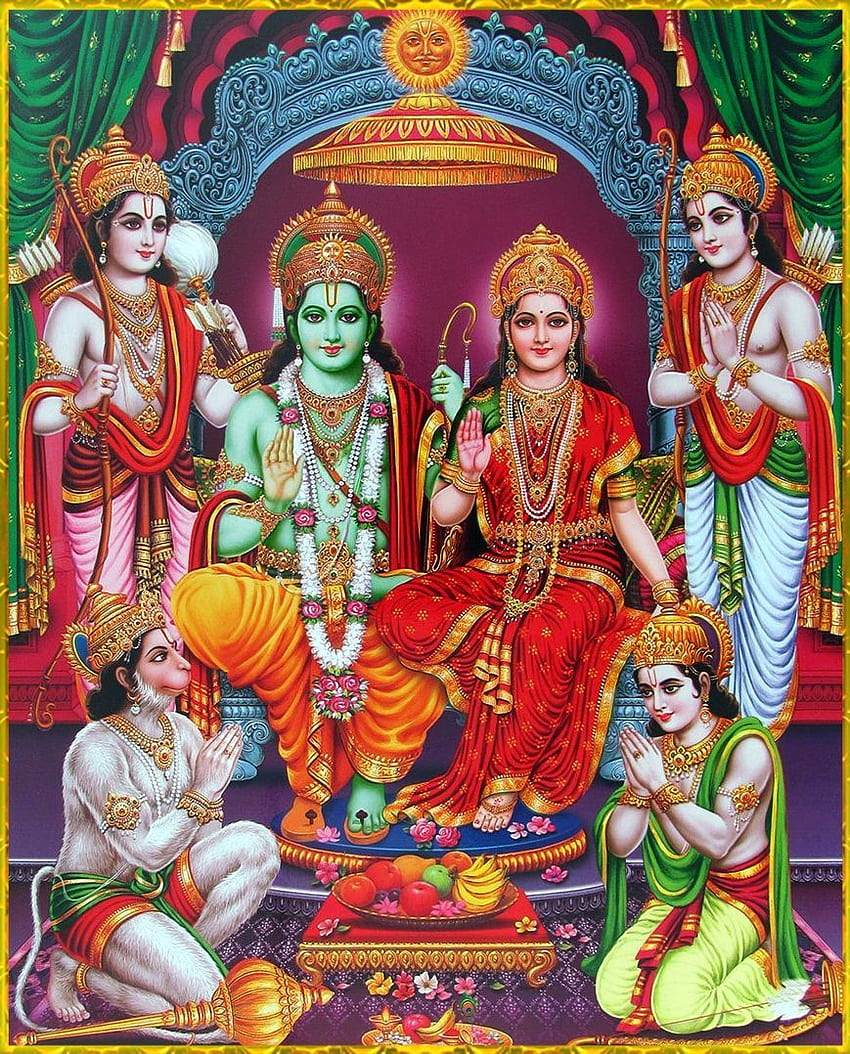 VİŞNU SANATI : . Sita ram, Ram hanuman, Hanuman, Ram Darbar HD telefon duvar kağıdı