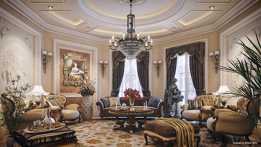 Luxury House Living Room Interior, Luxury Room HD wallpaper