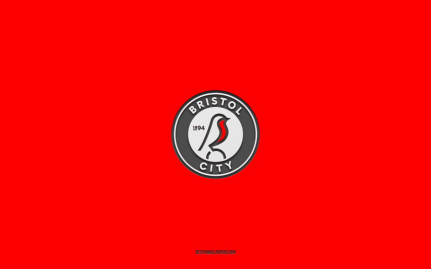 Bristol City FC, latar belakang merah, tim sepak bola Inggris, lambang AFC Bournemouth, Kejuaraan EFL, Kota Bristol, Inggris, sepak bola, logo Bristol City FC Wallpaper HD