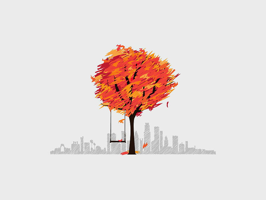 Autumn Tree Minimal Art Resolution , , Background, and HD wallpaper