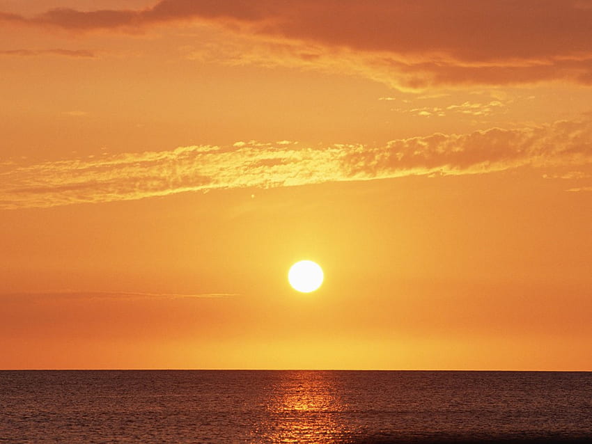 ハワイのサンシャインビーチ、海、自然、ハワイ、夕日 高画質の壁紙