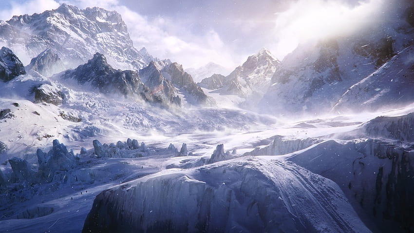 山の自然 山、自然、雪。 高画質の壁紙