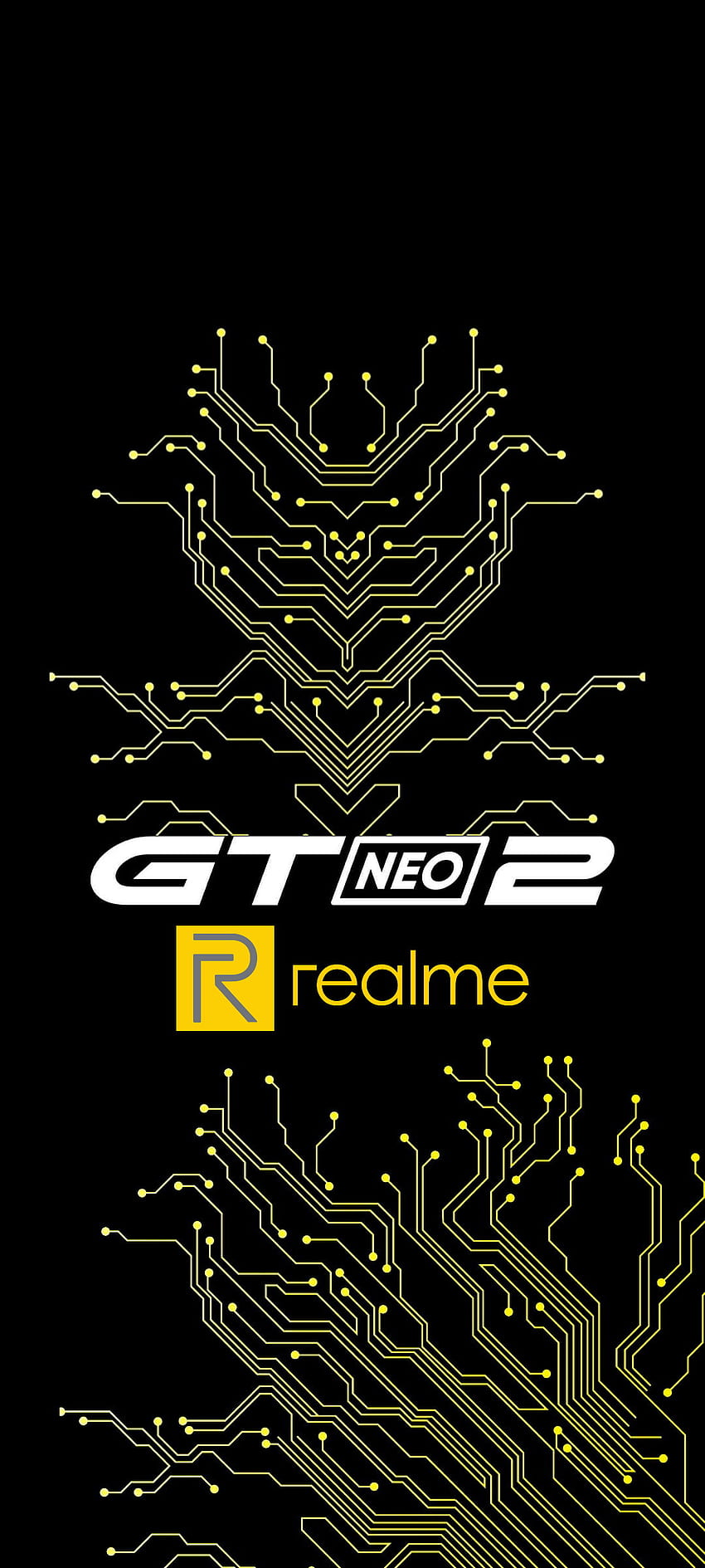 Realme GT 2 Neo-Design, Pantalla, Gelb, Logo, Fondos HD-Handy-Hintergrundbild