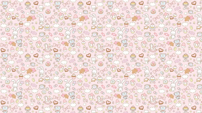Texture, sweet, paper, ice cream, bunny, pink, teddy bear, child, rabbit, pattern HD wallpaper