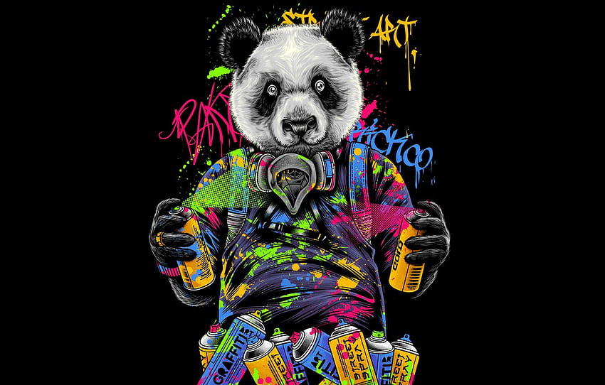 Color, Minimalism, Paint, Panda, Style, Graffiti, Bear, Background, Art, Art, Style, Background, Minimalism, Cartridges, Hastaning Bagus Penggalih, от Hastaning Bagus Penggalih за , раздел минимализъм HD тапет